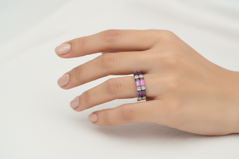 Multi Gem Band S.S. Ring