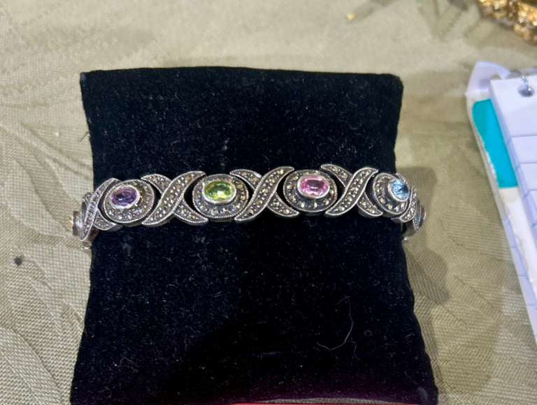 S.S. Marcasite & Multi Gem Bracelet