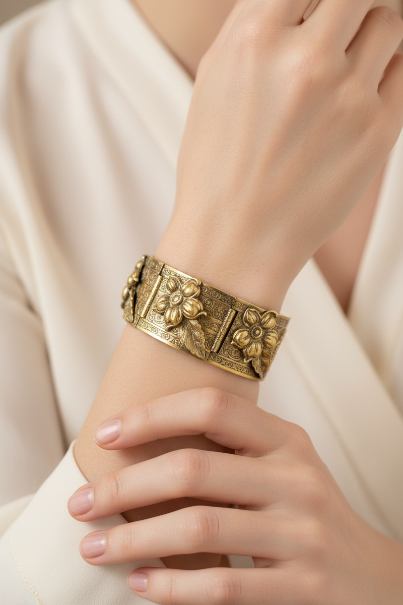 Brass flower bracelet