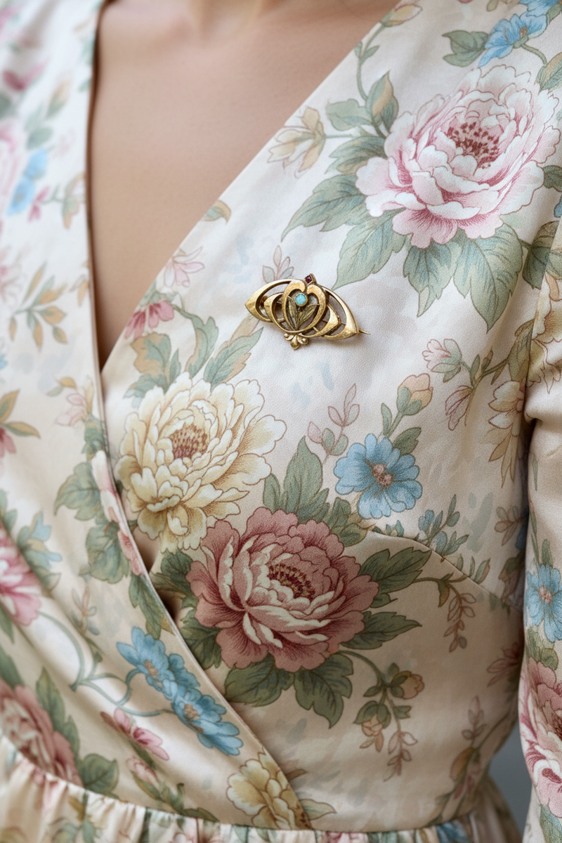 Gold filled VCT Fower with Opal pin
