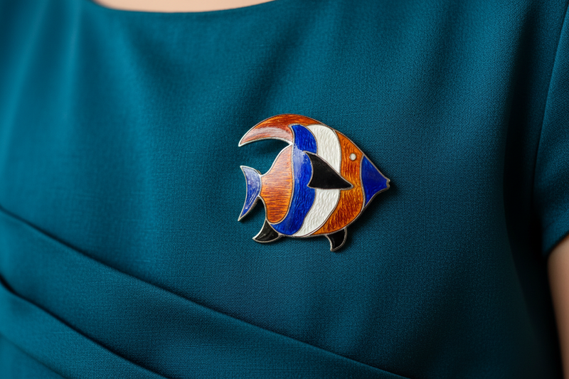 SS Enamel Fish pin