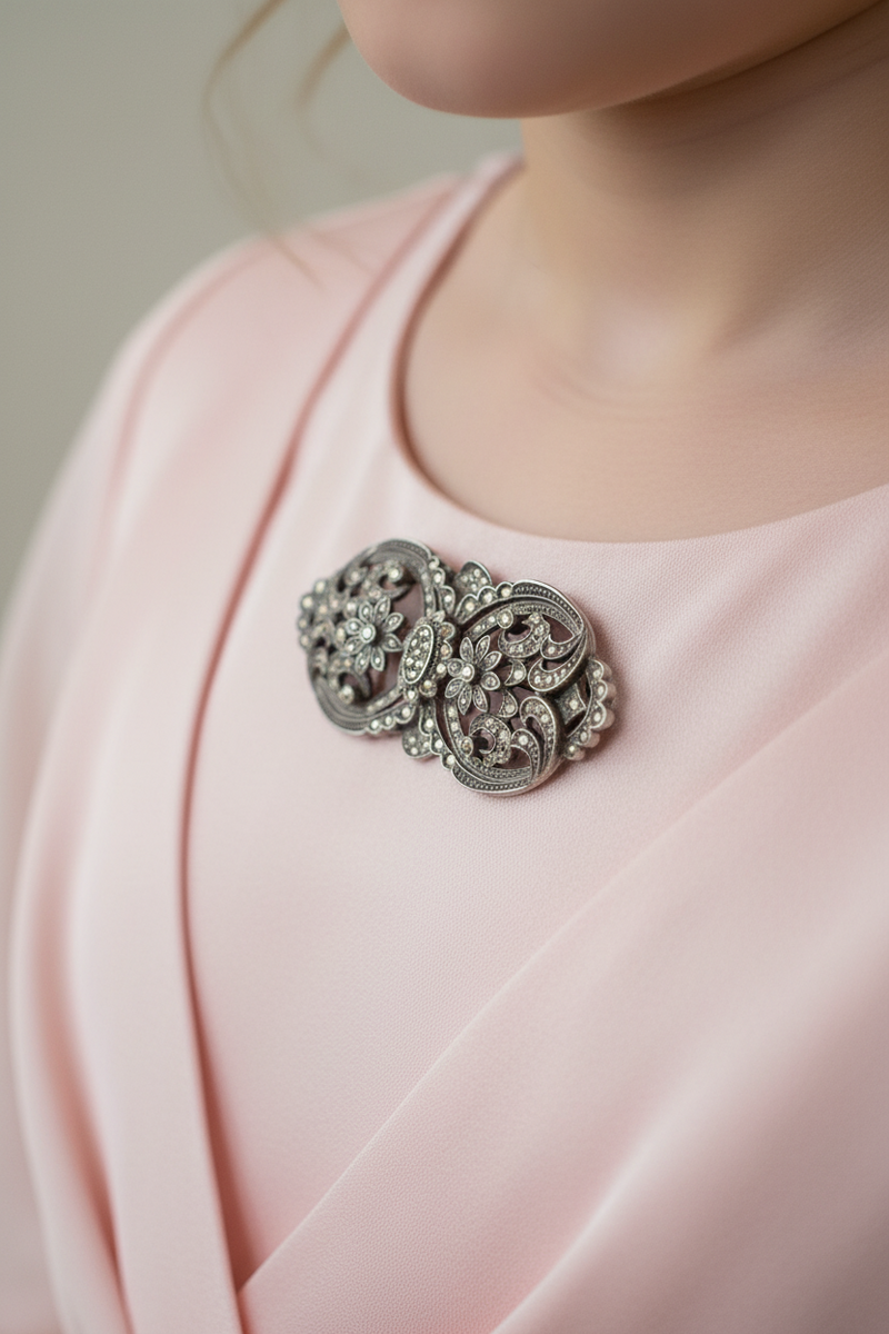 Sterling Silver Marcasite Pin