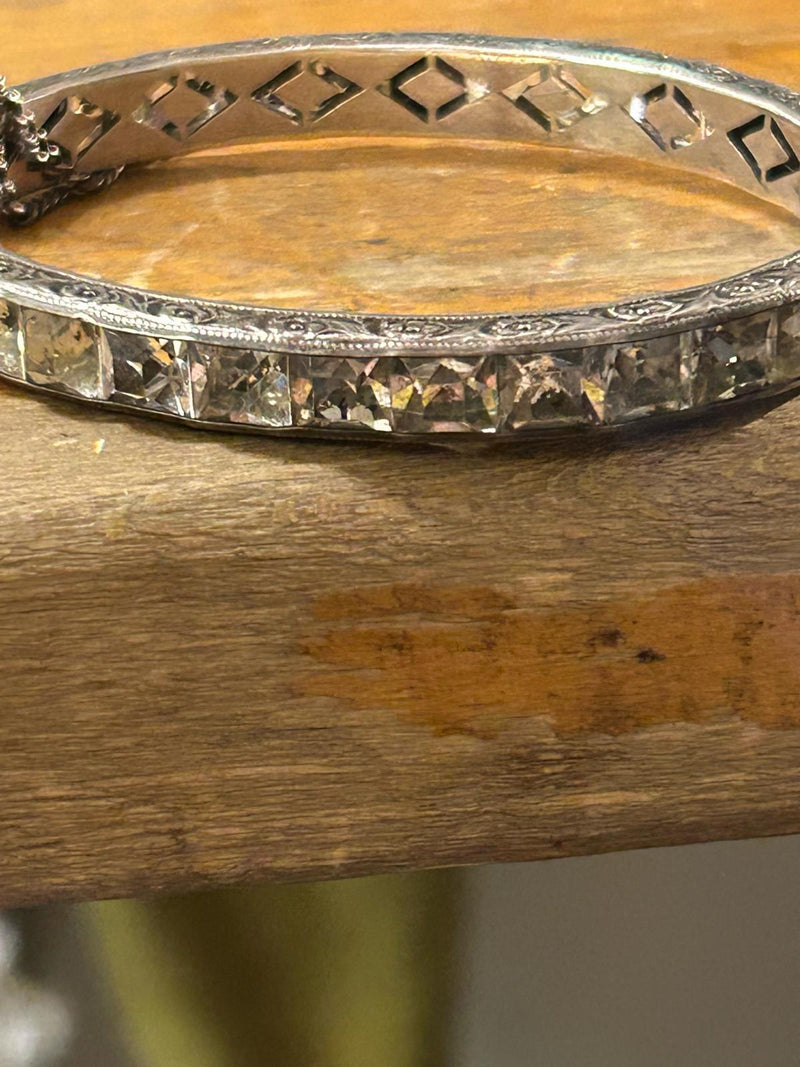 Deco sterling and paste (fake diamond) bracelet
