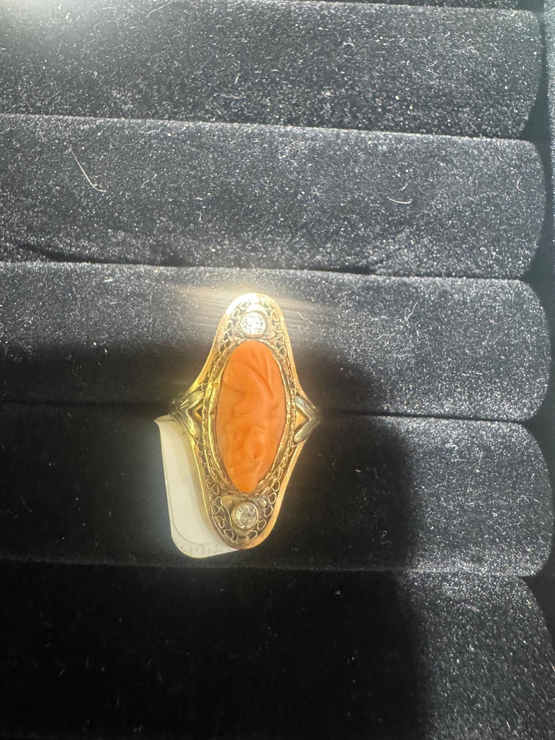 VCT 10K Cameo ring with diamonds