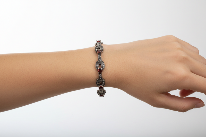 SS Multi stone marq Bracelet