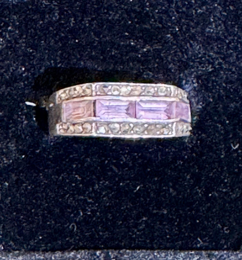 SS Amethyst and Marcasite ring