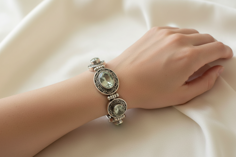 SS Prasiolite toggle Bracelet