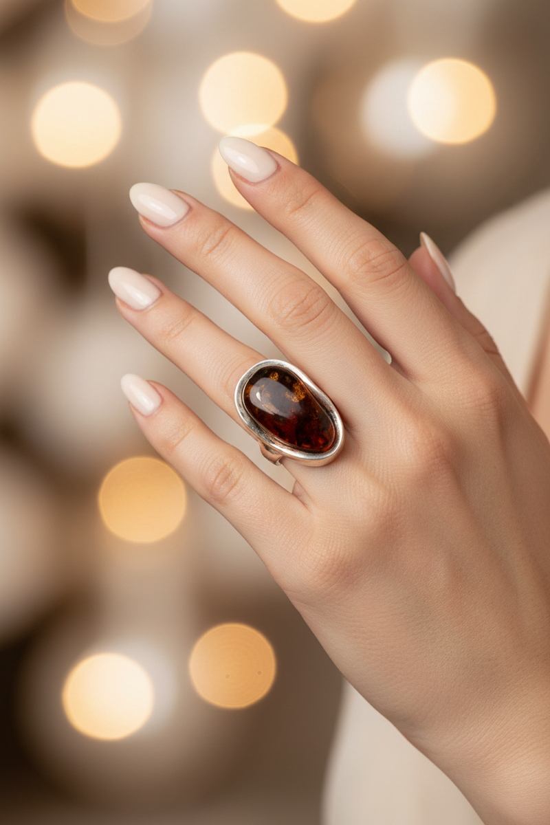 SS Amber Ring