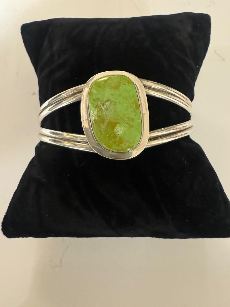 SS Ronald Tom stone green stone cuff