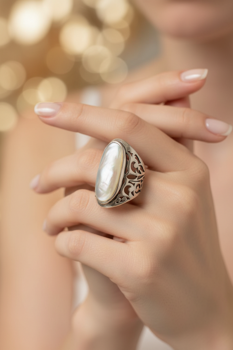Sterling and MOP Ring