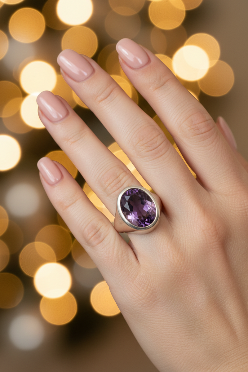 SS Amethyst Ring