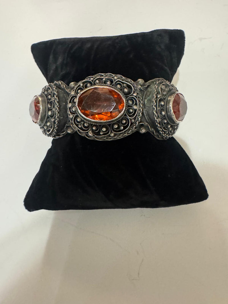 3 amber color Stone 800 silver bangle