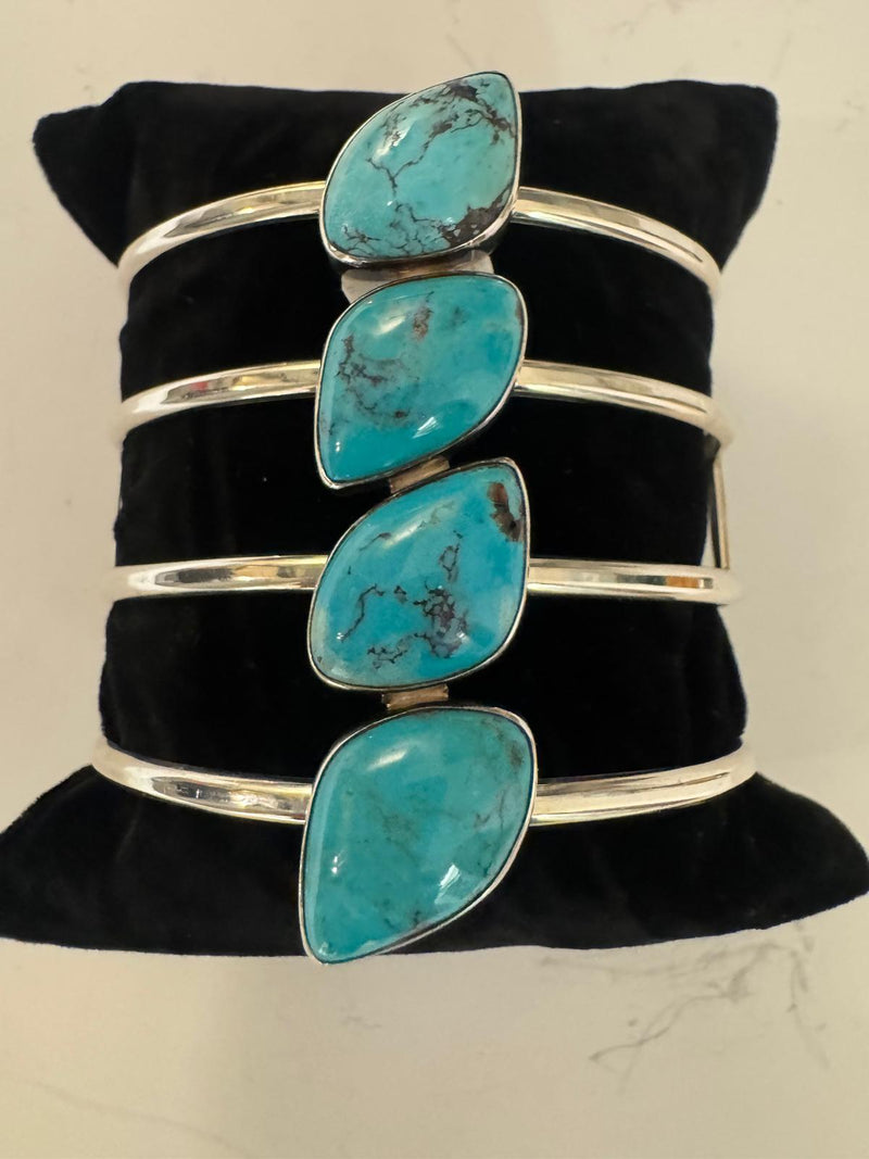 SS 4 stone turquoise cuff