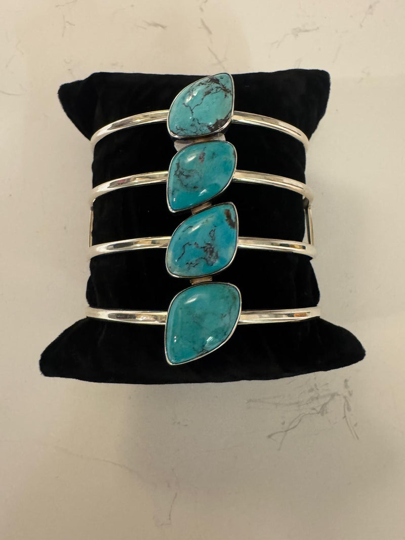 SS 4 stone turquoise cuff