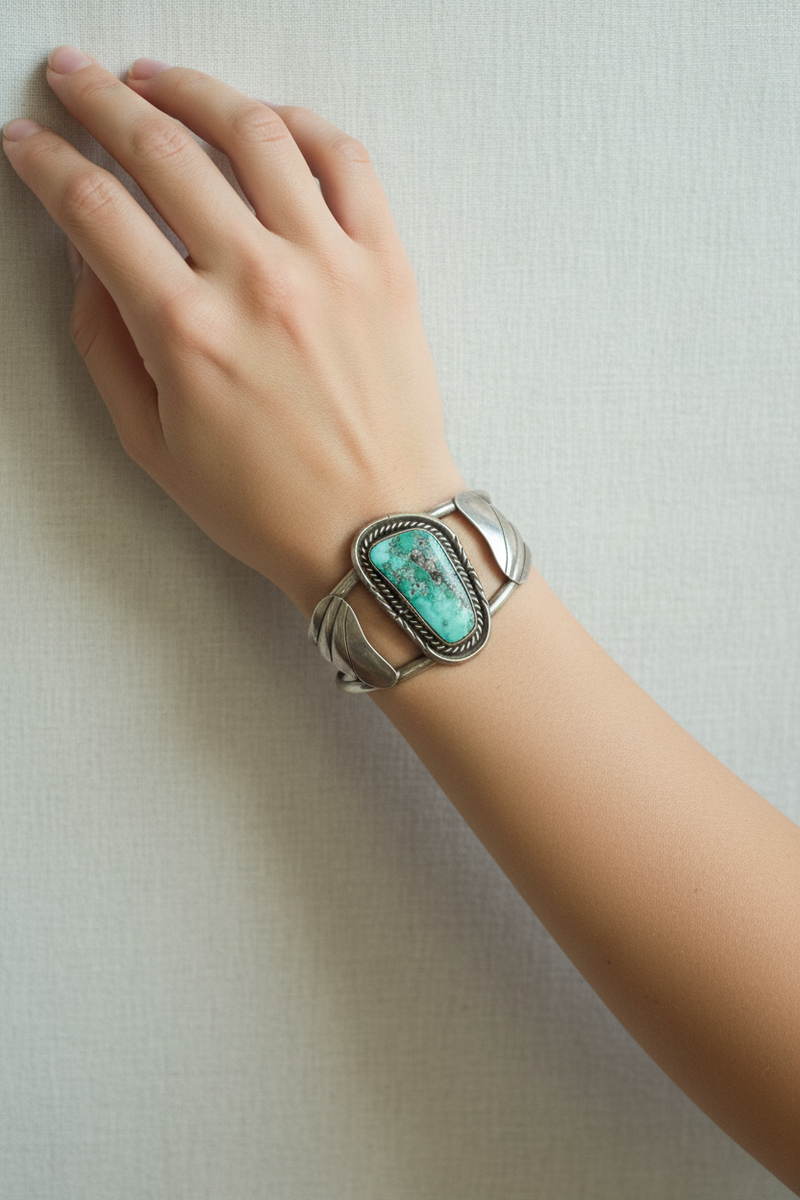 SS Turq cuff 1 stone
