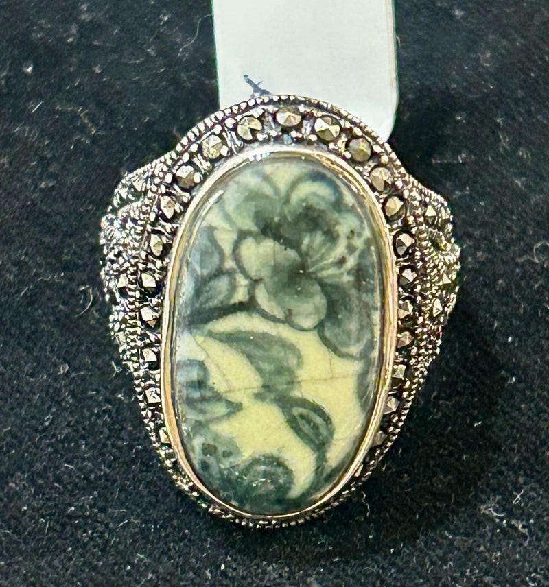 SS and painted glass with marc ring
