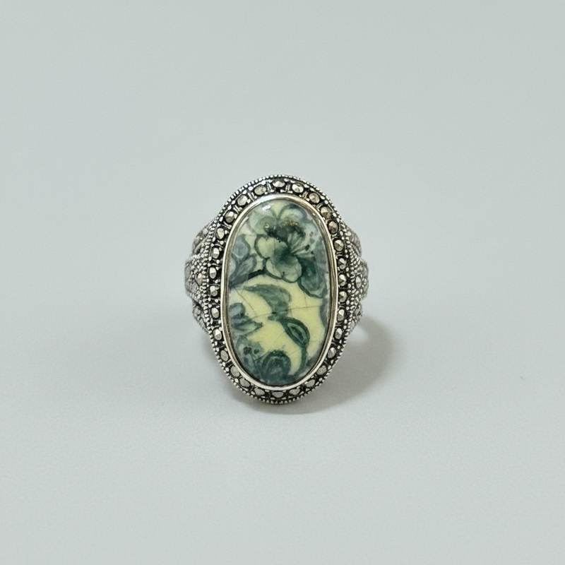 SS and painted glass with marc ring