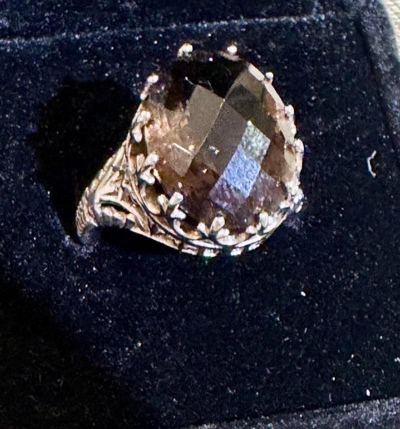 SS Filigree oval smokey topaz