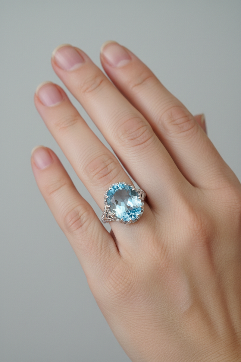 SS Oval filigree topaz