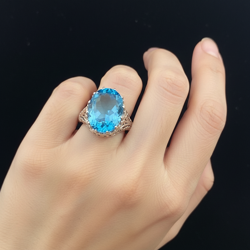 SS Oval filigree topaz