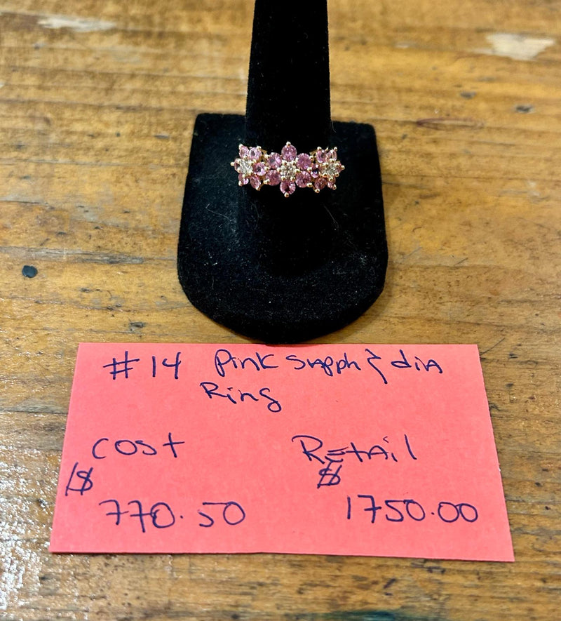 Pink Sapphire and Diamond Ring in 18K Yellow Gold - KGR 12587