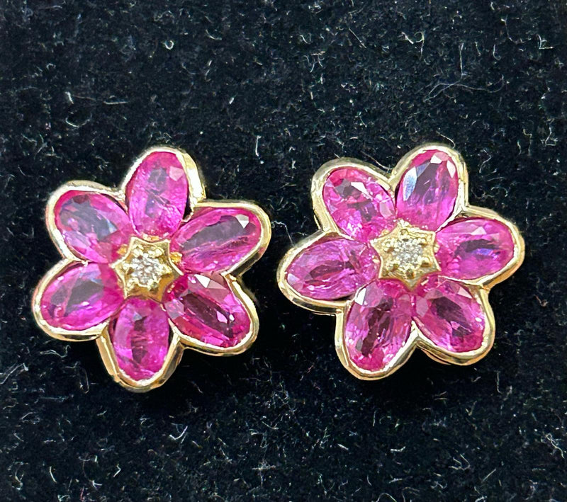 pink sapphire and Diamond Earrings in 18K White Gold - KGT 31184