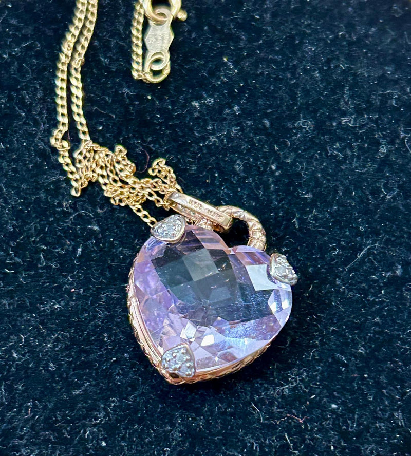 14K Amethyst heart pendant