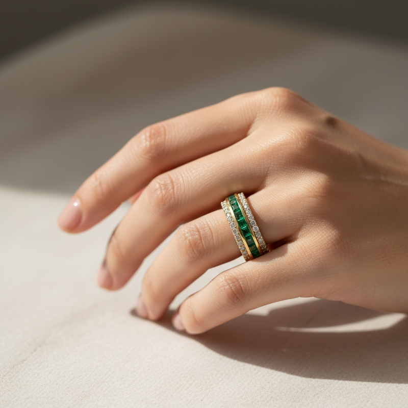 Multi Color Changeable Ring – 14K Yellow Gold