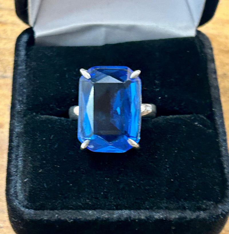 SS Blue stone ring