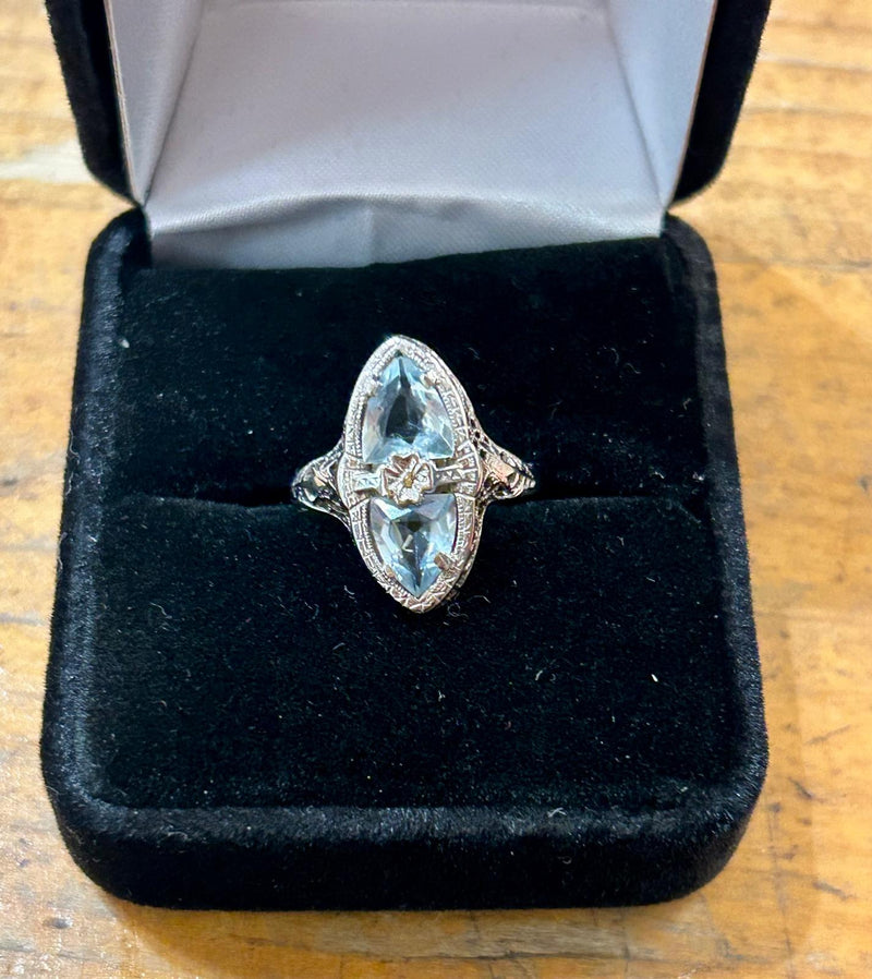 14K Art Deco aquamarine ring