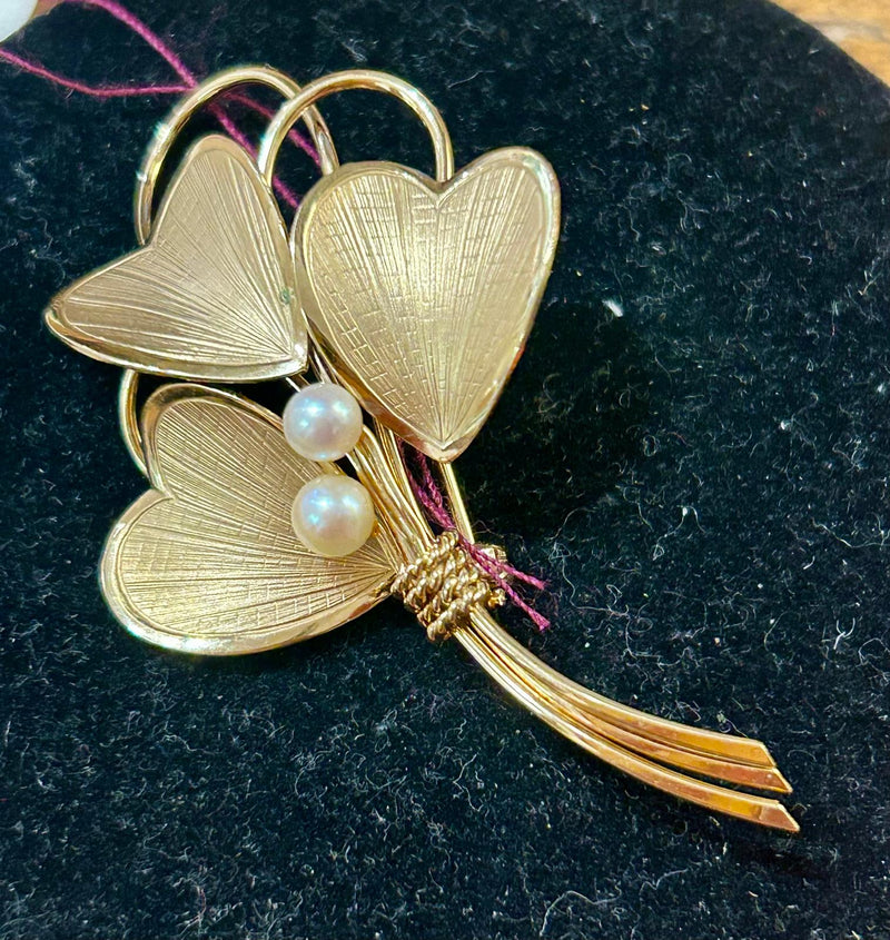 3 Heart flower pin 1970's