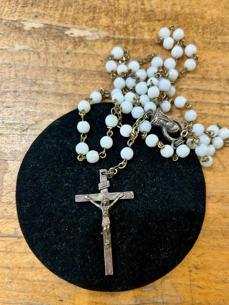 Vintage Rosary with white beads