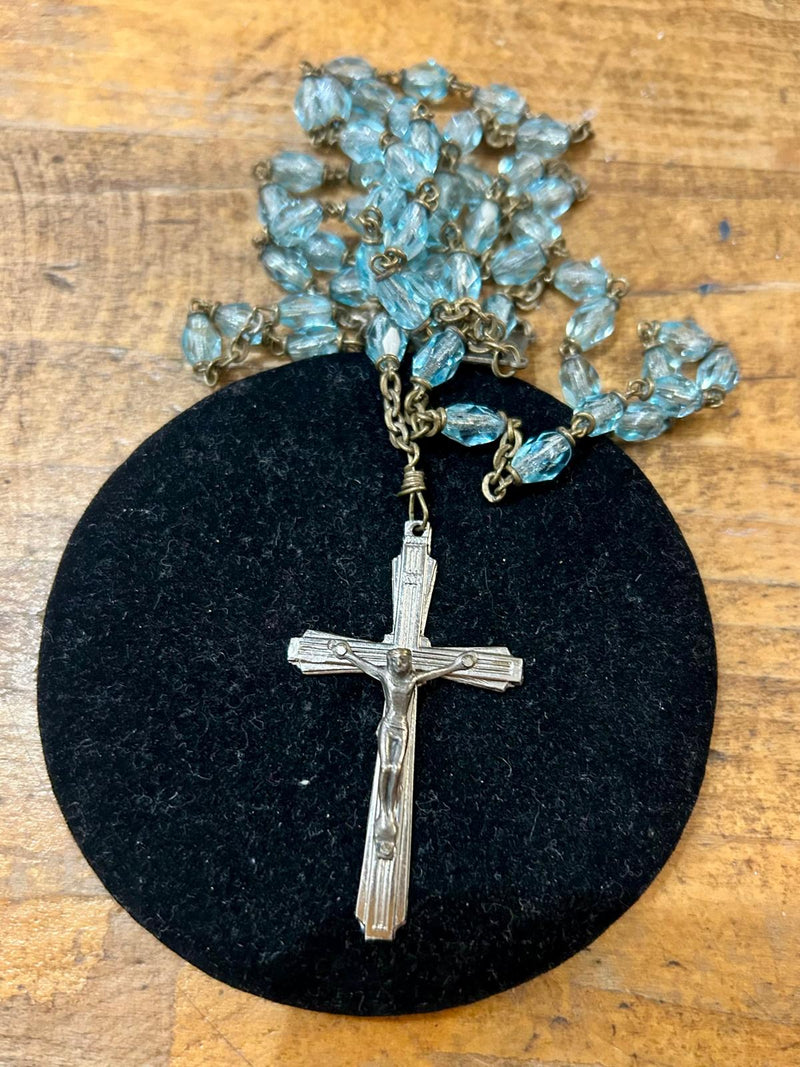 Vintage Rosary With Blue Crystals