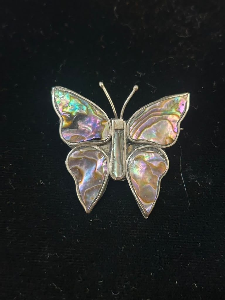 Vintage Sterling Silver Abalone Butterfly