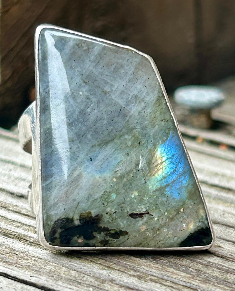 Sterling Silver Labradorite Ring- size 7 1/2