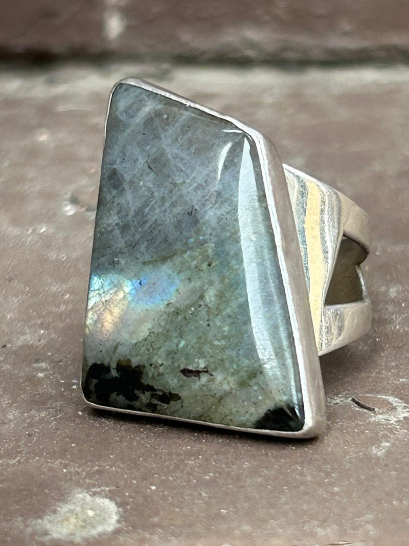 Sterling Silver Labradorite Ring- size 7 1/2