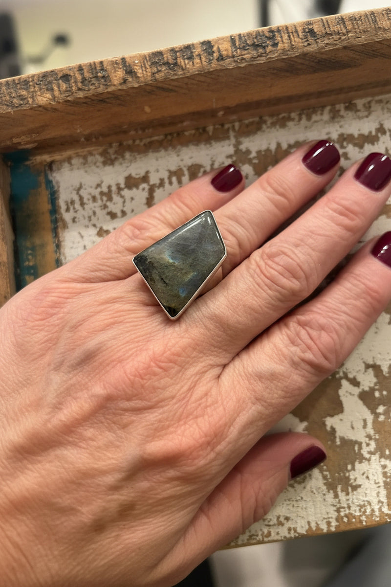 Sterling Silver Labradorite Ring- size 7 1/2