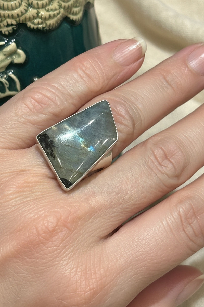 Sterling Silver Labradorite Ring- size 7 1/2
