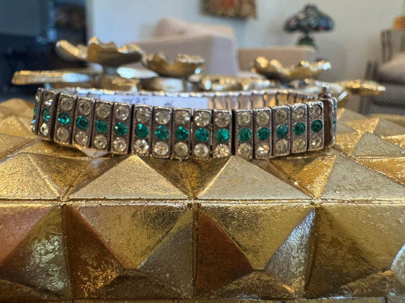 Sterling Silver Art Deco Paste Bracelet – Vintage Statement Bracelet | Estate Jewelry | Classic Deco Style