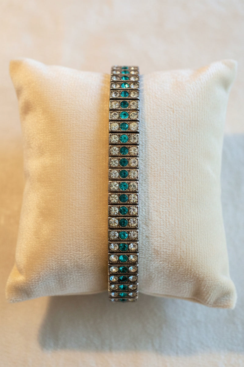 Sterling Silver Art Deco Paste Bracelet – Vintage Statement Bracelet | Estate Jewelry | Classic Deco Style