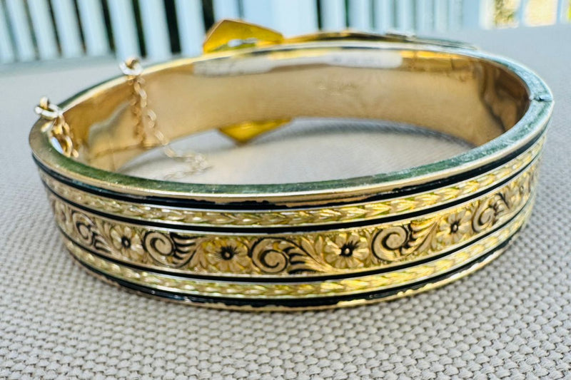 Antique Gold Filled Buckle Bracelet – Early 1900s Enamel Bracelet | Victorian / Edwardian Estate Jewelry