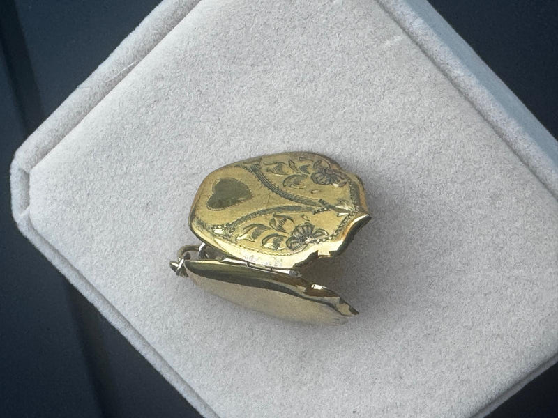 Gold filled engraved lockets with hearts