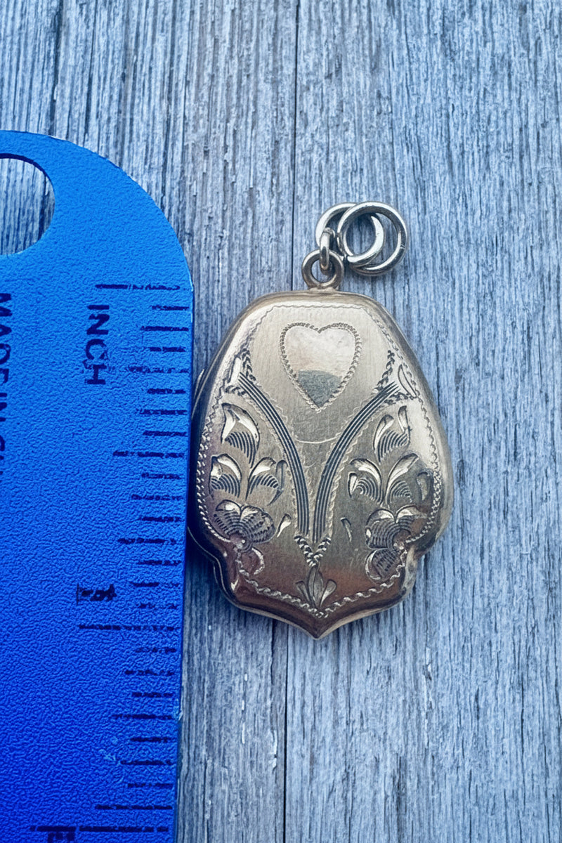 Gold filled engraved lockets with hearts