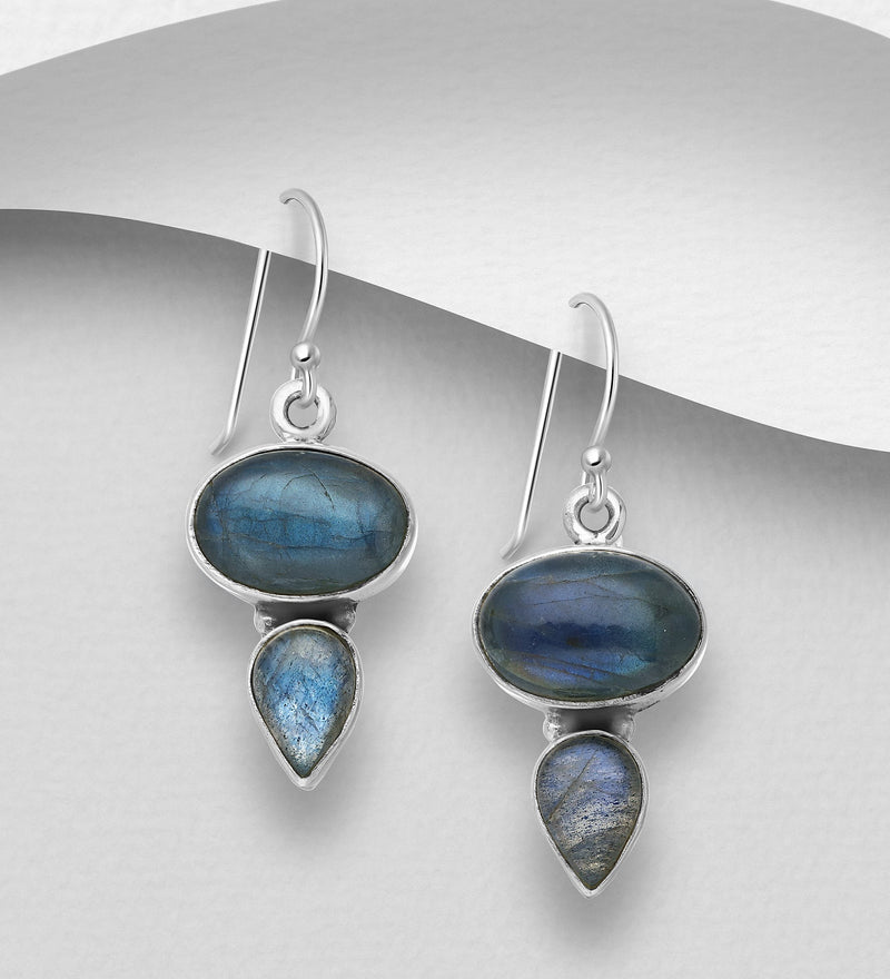 Sterling Silver Hook Earrings with Labradorite