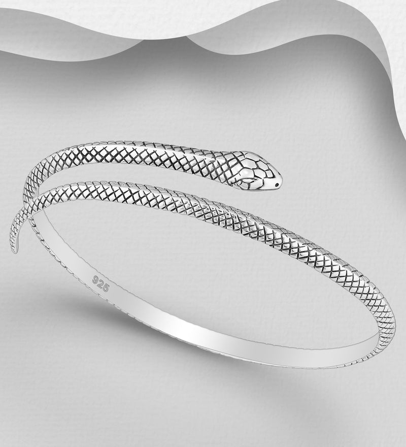 Sterling Silver Oxidized Snake Cuff