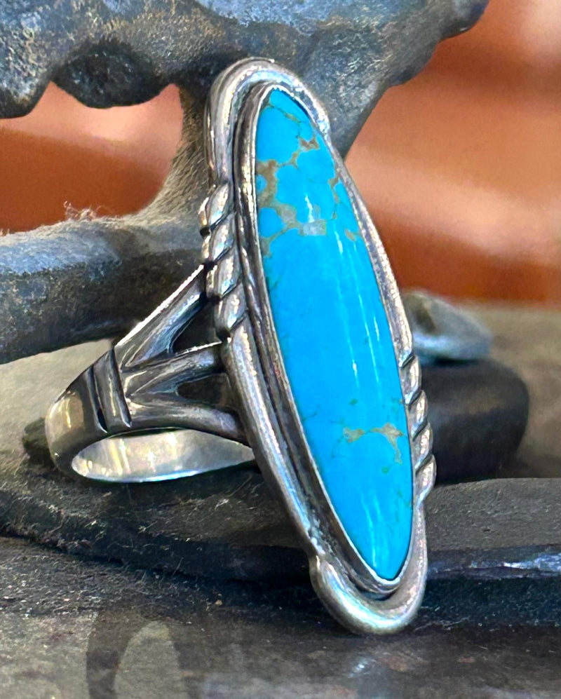 Sterling Silver Vintage Turquoise Ring Size 9 1/2 (Hallmarked)