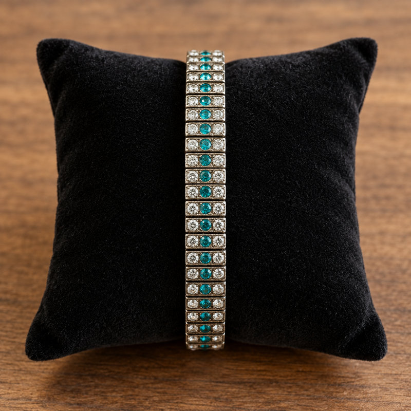 Sterling Silver Art Deco Paste Bracelet – Vintage Statement Bracelet | Estate Jewelry | Classic Deco Style