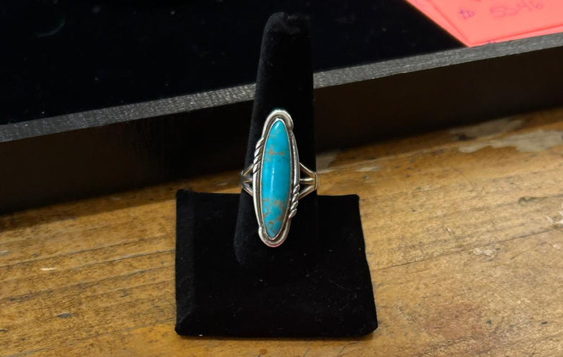 Sterling Silver Vintage Turquoise Ring Size 9 1/2 (Hallmarked)