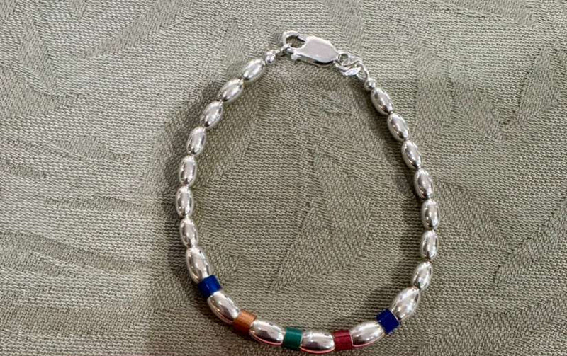 SS Beaded Bracelet w/ Enamel