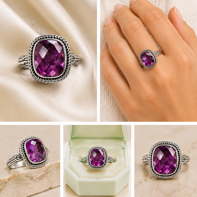 Sterling Silver Sarda Amethyst Ring – Size 7